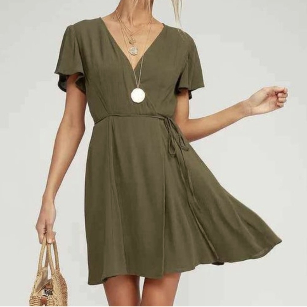 Lulu's Olive Green Harbor Point Wrap Dress XS